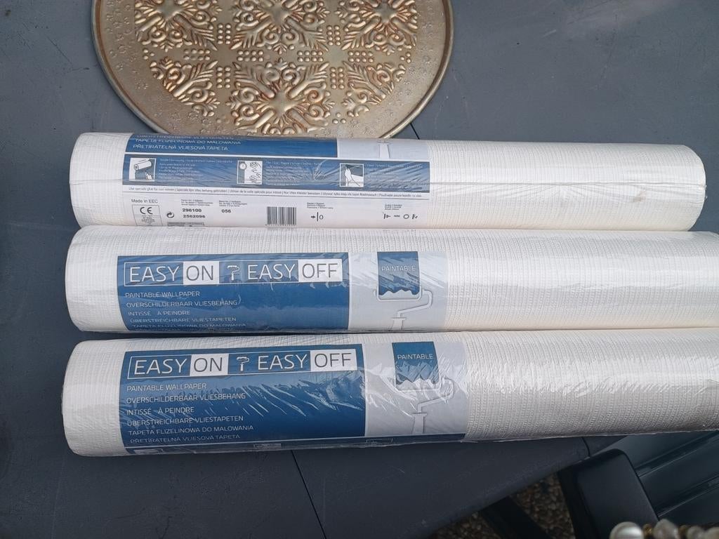 Vliesbehang - Easy On Easy Off - Overschilderbaar, Ophalen of Verzenden, Minder dan 10 m², Wit, Modern, Neutraal, Overschilderbaar