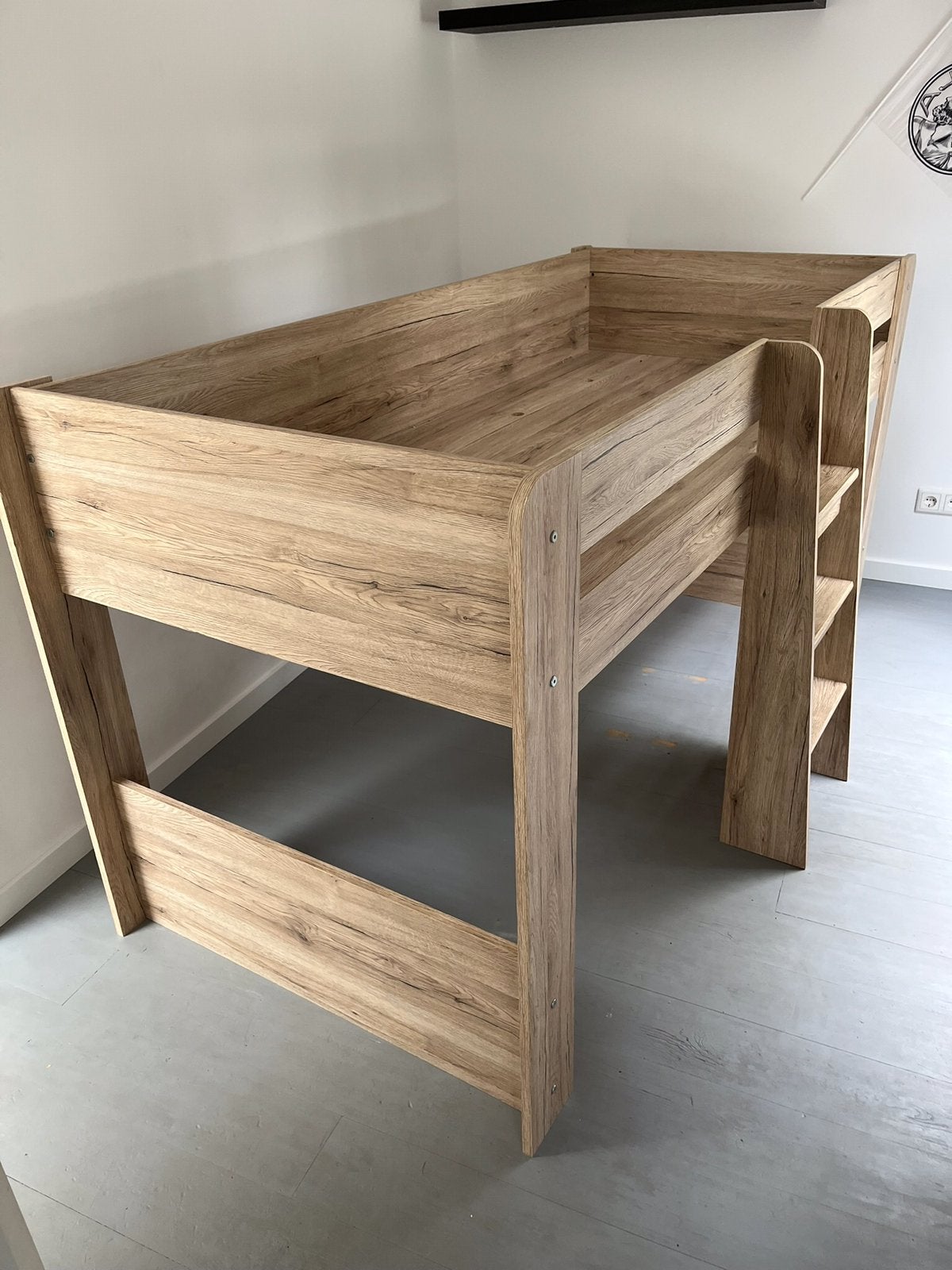 Houten hoogslaper 190 x 90, Ophalen, Gebruikt, Eenpersoons, 190 cm of minder