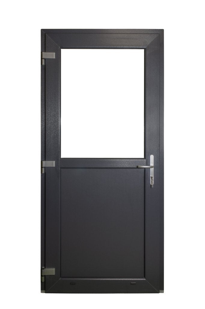 Kunststof 1/2-glas Buitendeur | 98 X 215 Cm | Mat Zwart RAL, Niet ingevuld, Kunststof, 80 tot 100 cm, 215 cm of meer