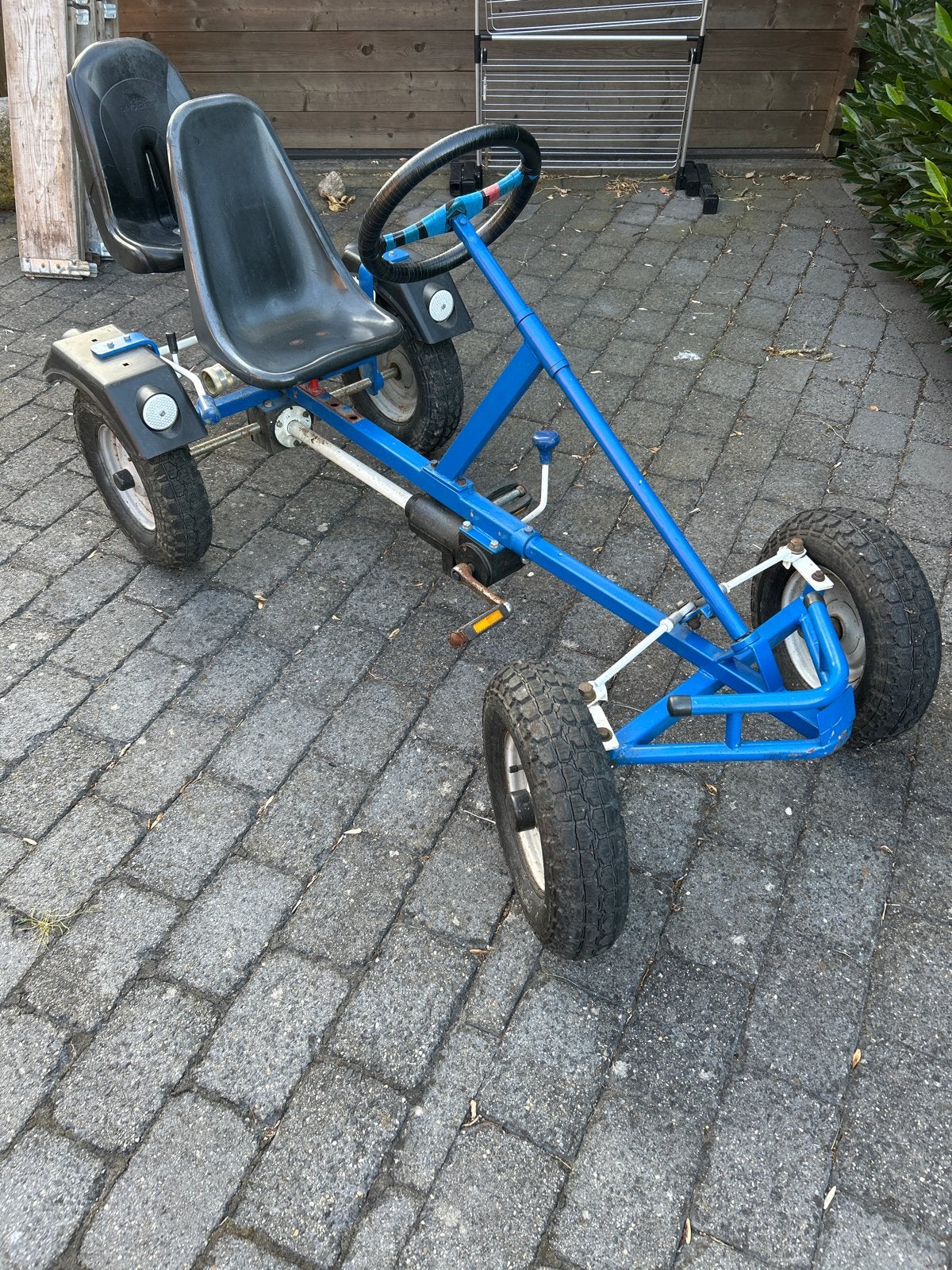 Blauwe skelter met duozit en vrijloopautomaat, Gebruikt, Vrijloopautomaat, Nvt, Nvt