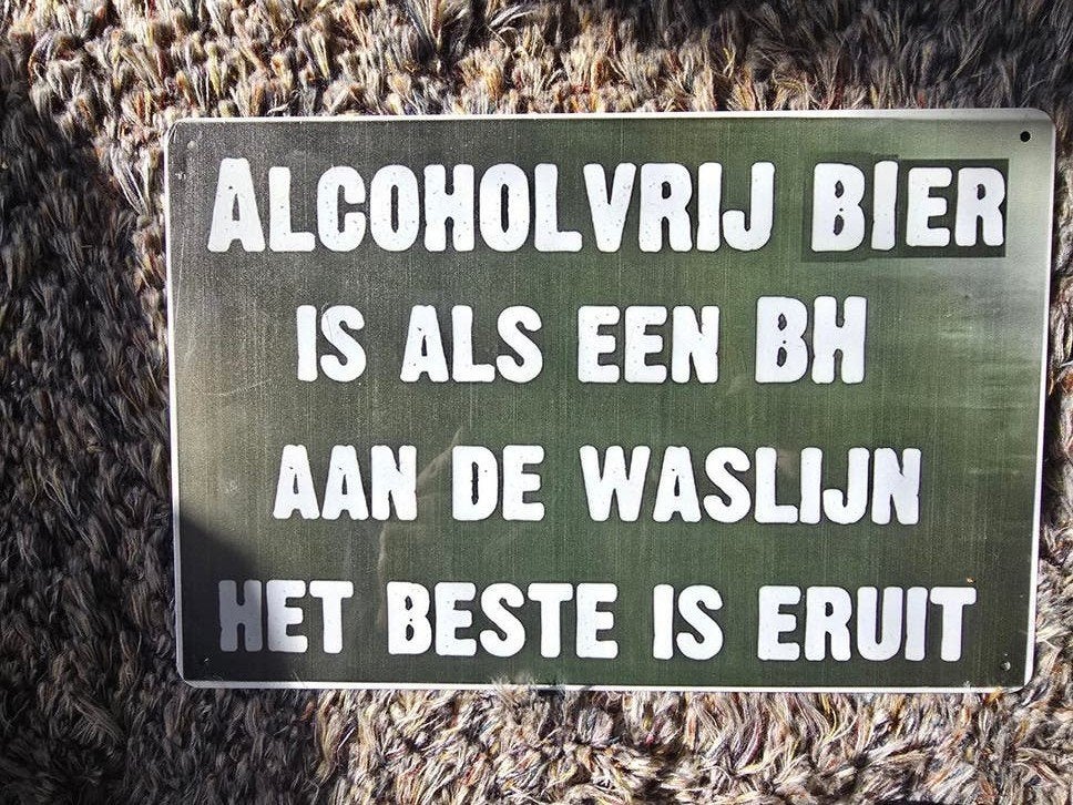 Grappig metalen bord 'Alcoholvrij bier', Ophalen of Verzenden