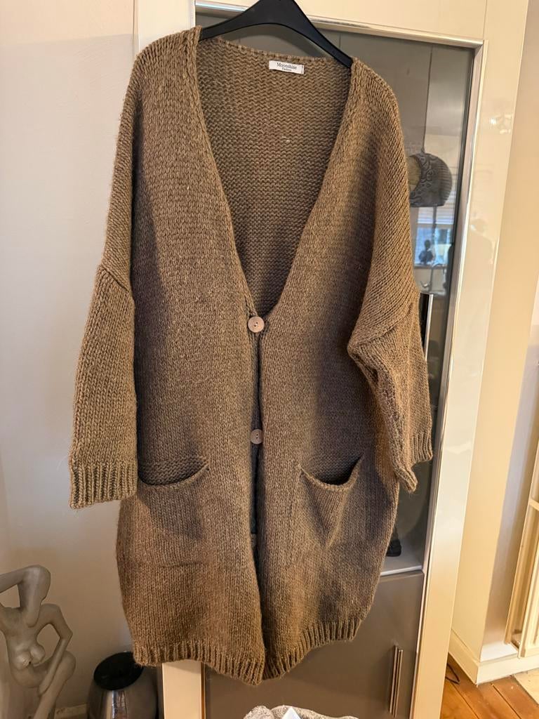 Bruine gebreide cardigan met zakken maat 54 Moonshine, Ophalen of Verzenden, Zo goed als nieuw, Bruin, Trui of Vest