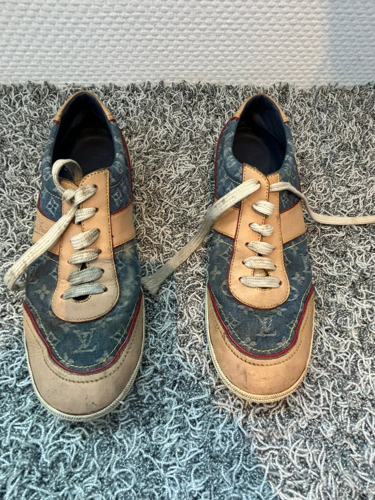 Louis vuitton jeans gympen 39.5, Blauw, ., Ophalen of Verzenden, Sneakers of Gympen