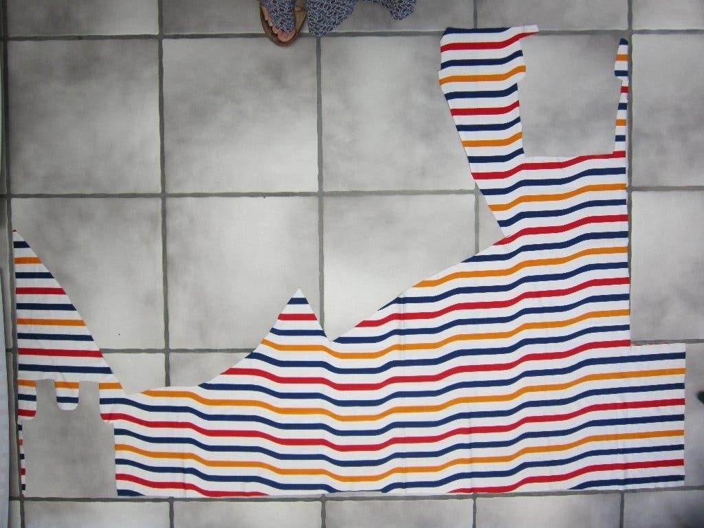 Lap, heel fijne tricotstof rood/wit/blauw/oranje. Polyester., Meerkleurig, Nieuw, Ophalen of Verzenden, 30 tot 120 cm