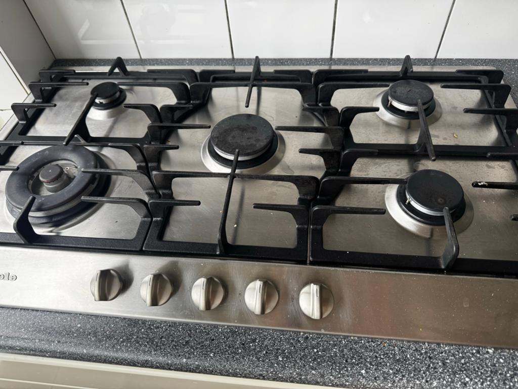 Miele Gasfornuis - 5 Pitten - RVS, Witgoed en Apparatuur, Fornuizen, Gebruikt, 60 cm of meer, Ophalen of Verzenden, Inbouw