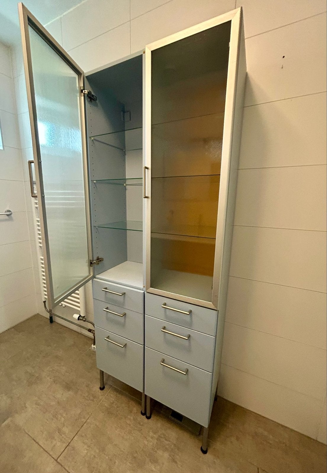 IKEA Besta Badkamerkast - Vintage (2 identieke kasten), Ophalen, (Half)hoge kast, Gebruikt, 50 tot 100 cm