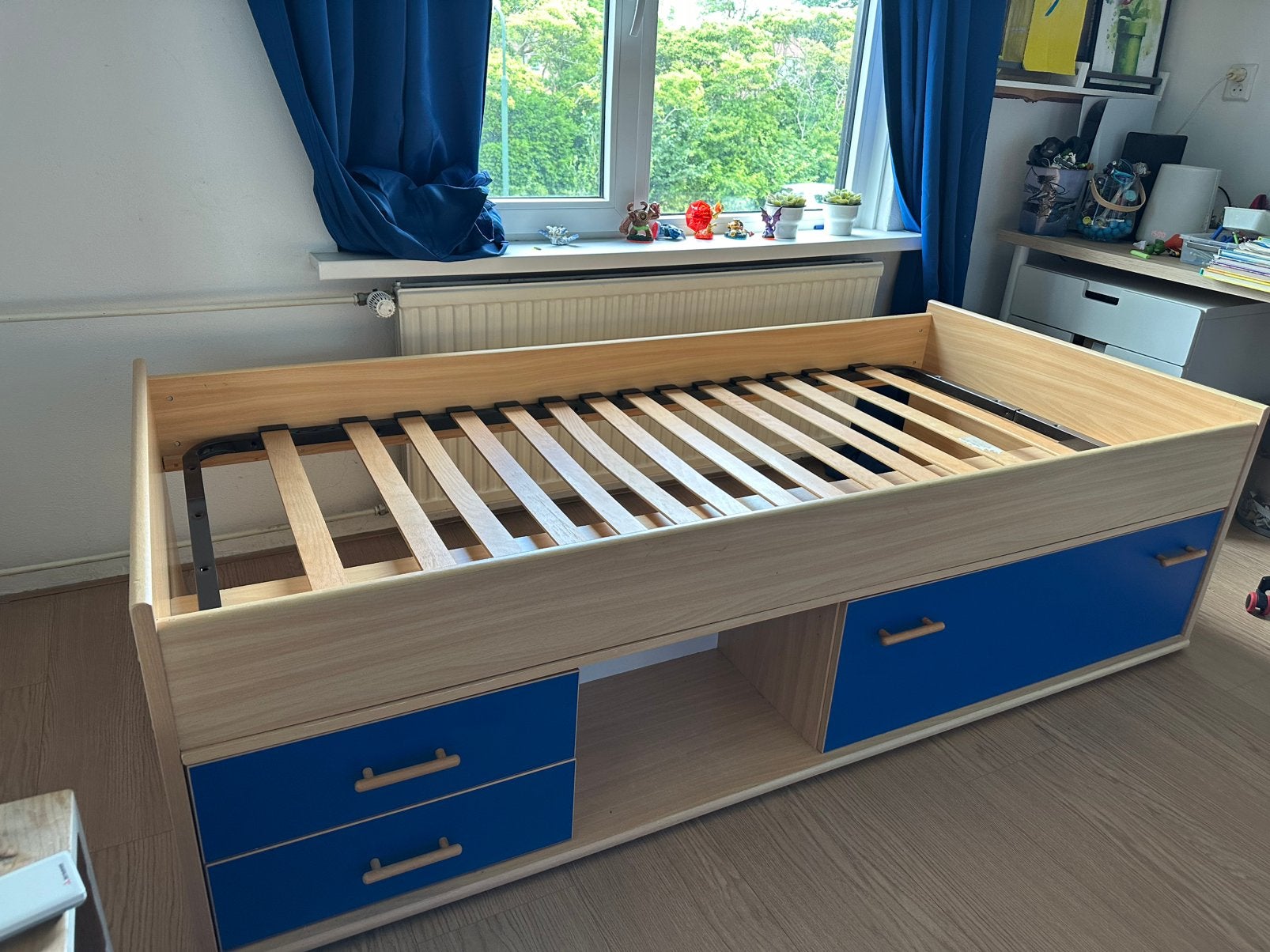Kinderbed blauw (incl. Matras), Huis en Inrichting, Slaapkamer | Bedden, Ophalen, Gebruikt, 90 cm, Eenpersoons