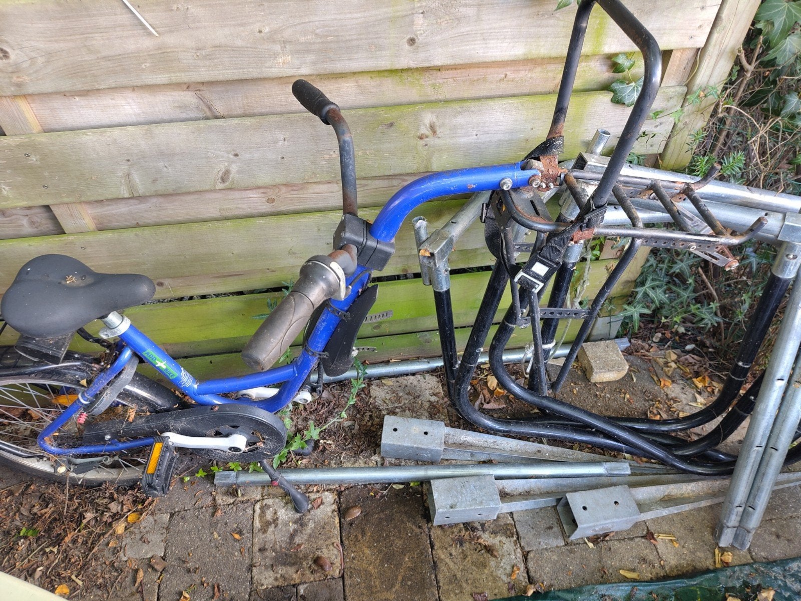 add+bike aanhang fiets met bijbehorende bagagedrager, Ophalen, Gebruikt, Aanhangfiets
