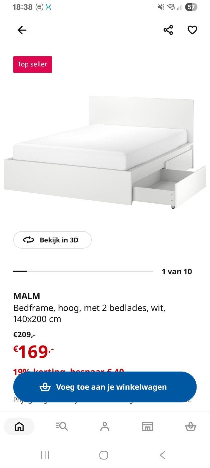 Nieuw 140x200 Bedframe - Exclusief Lattenbodem en Matras, Huis en Inrichting, Slaapkamer | Bedden, 200 cm, Nieuw, Tweepersoons