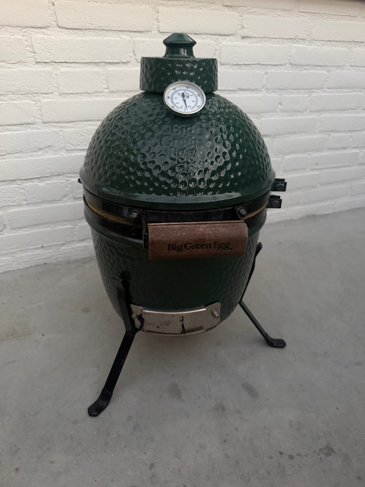 Big Green Egg Mini met pizzaplaat en convectoren, Tuin en Terras, Houtskoolbarbecues, Ophalen, Gebruikt
