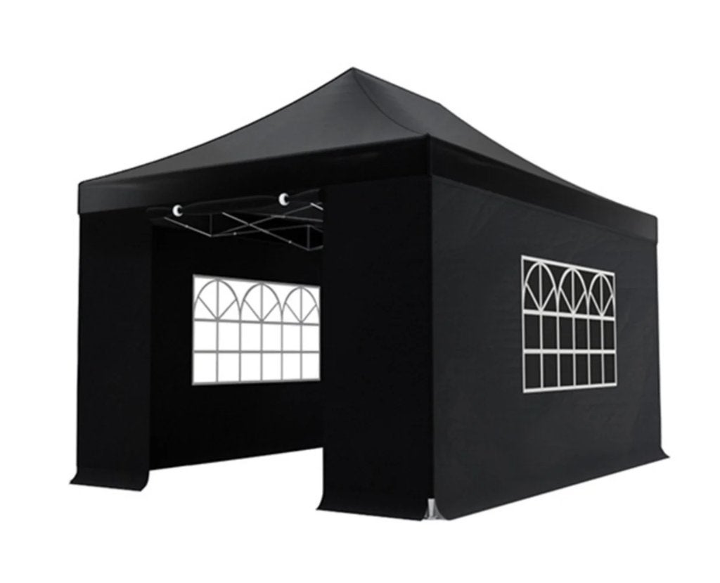 Partytent, Paviljoen, 3x4,5, Easy-up, Met Zijwanden, Zwart, Opvouwbaar, Partytent, Minder dan 4 meter, Nieuw