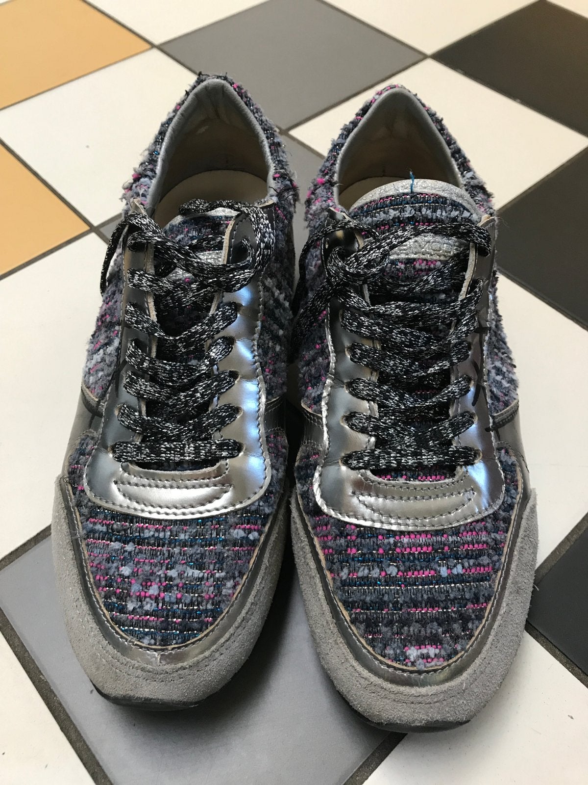 Philippe model 37 sneakers zilver roze grijs suède sneake, Ophalen of Verzenden, X, Grijs, Sneakers of Gympen