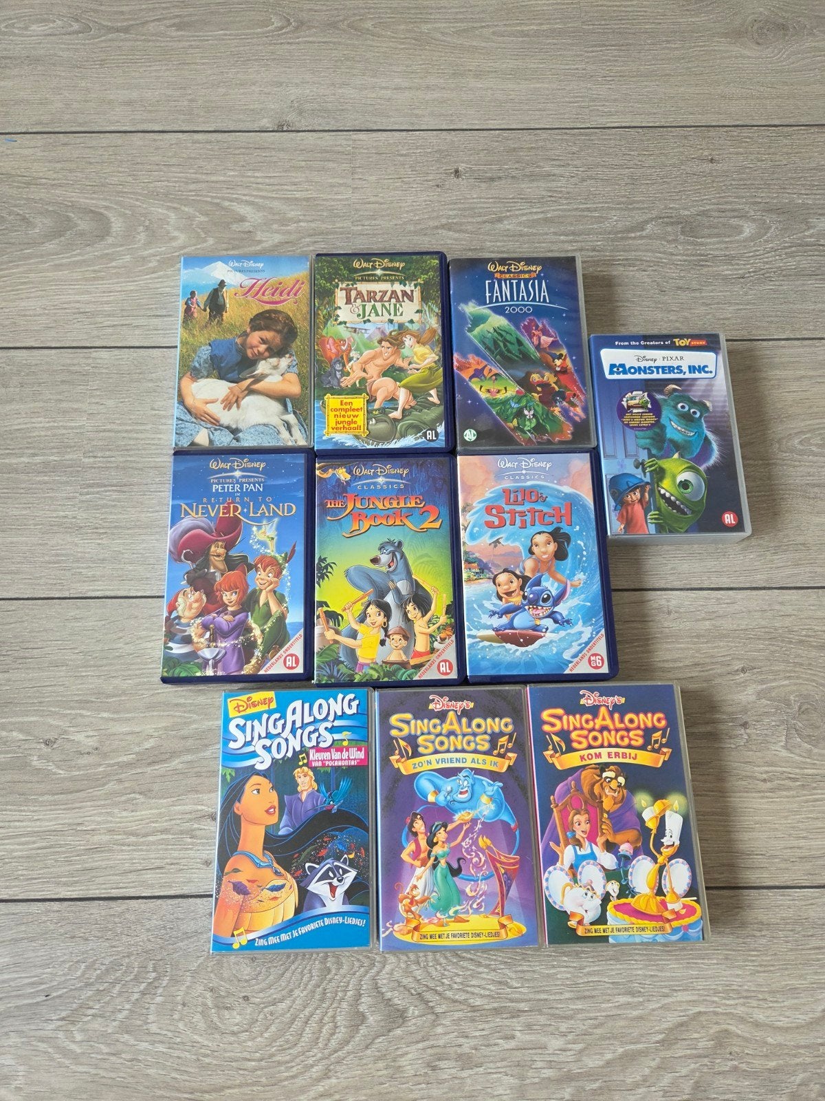 Disney VHS Collectie: 10 Films en Sing Along Songs, Gebruikt, Animatie, Verzamelbox, Alle leeftijden