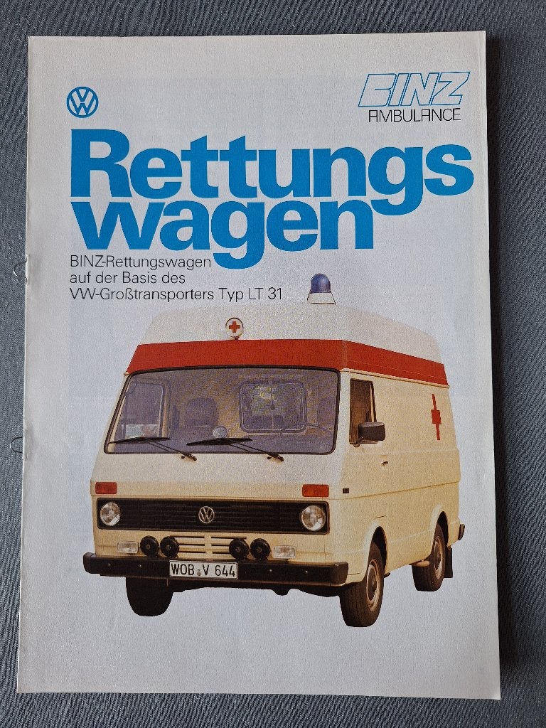 Brochure BINZ Ambulance - VW LT 31 - 1983 Duits, Verzenden, Gelezen, Volkswagen