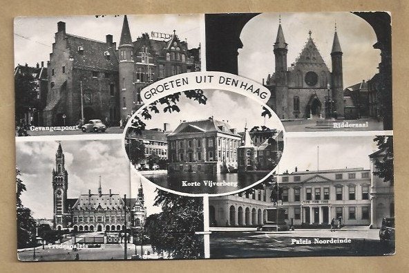 Oude ansichtkaart Den Haag - Groeten uit Den Haag, Ophalen of Verzenden, 1940 tot 1960, Gelopen, Zuid-Holland