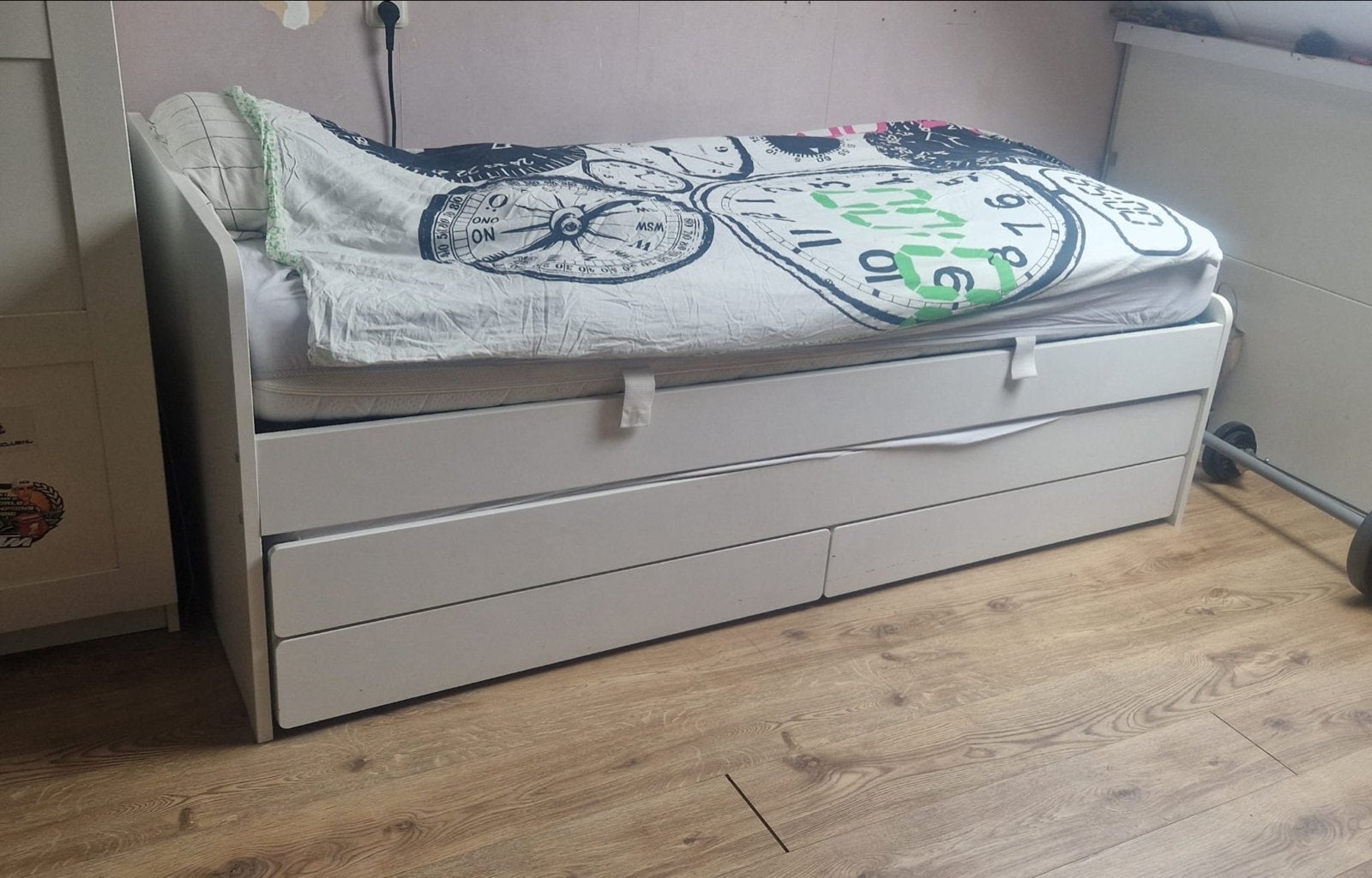 Ikea bed wit met lades, Ophalen, Gebruikt, 90 cm, Eenpersoons