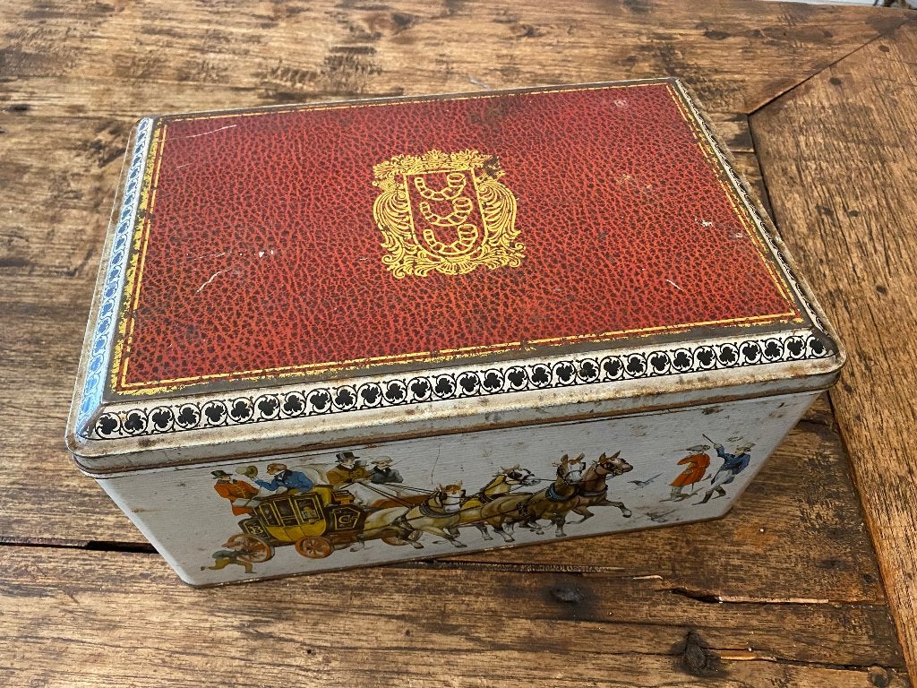 Vintage, brocante blik afbeeldingen postkoets, Ophalen of Verzenden