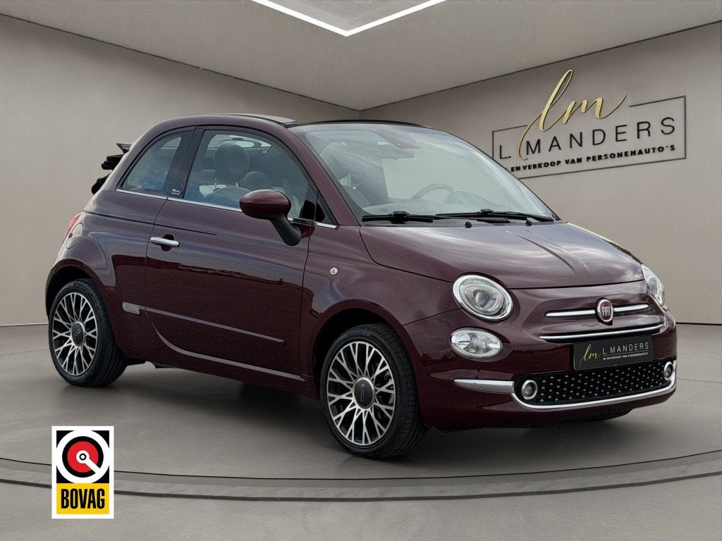 Fiat 500C 1.2 Star 2019 BORDEAUX | Cabrio | Apple CarPlay |, Gebruikt, Cabriolet, Leder en Stof, Origineel Nederlands