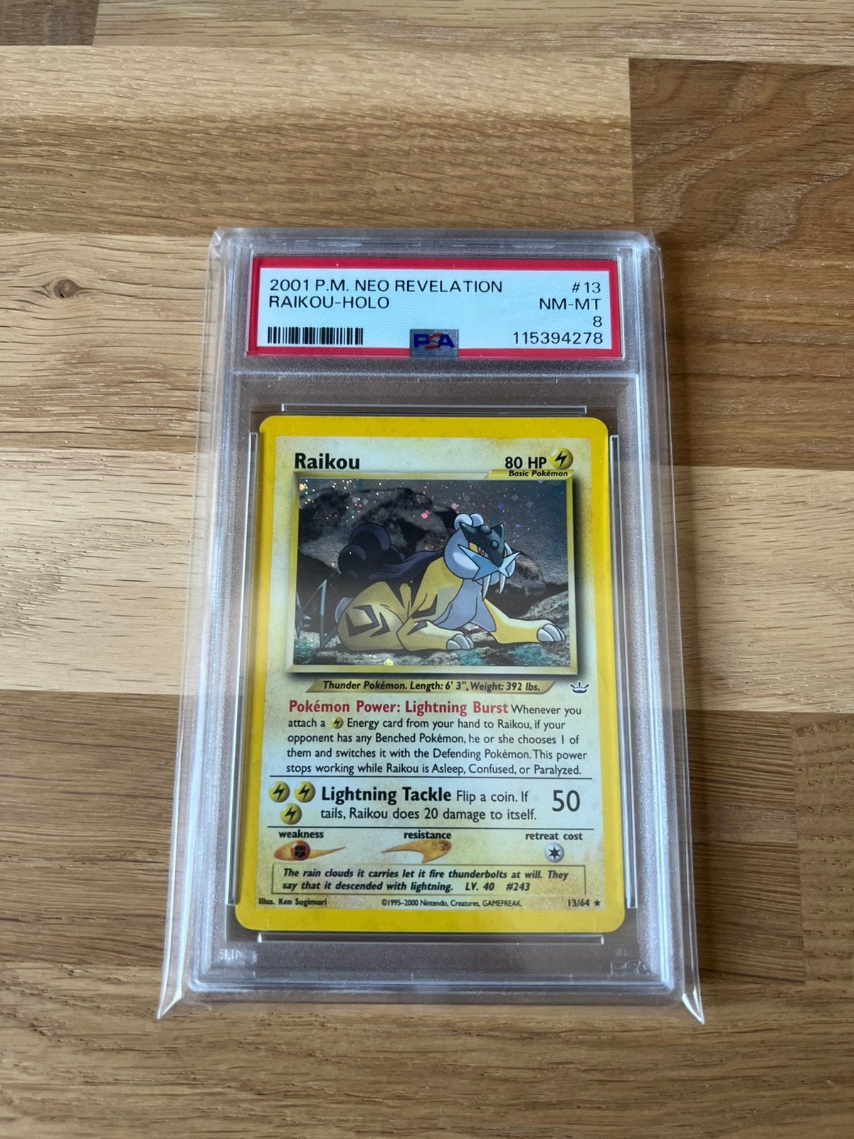 Pokémon Raikou PSA 8, Ophalen of Verzenden, Zo goed als nieuw