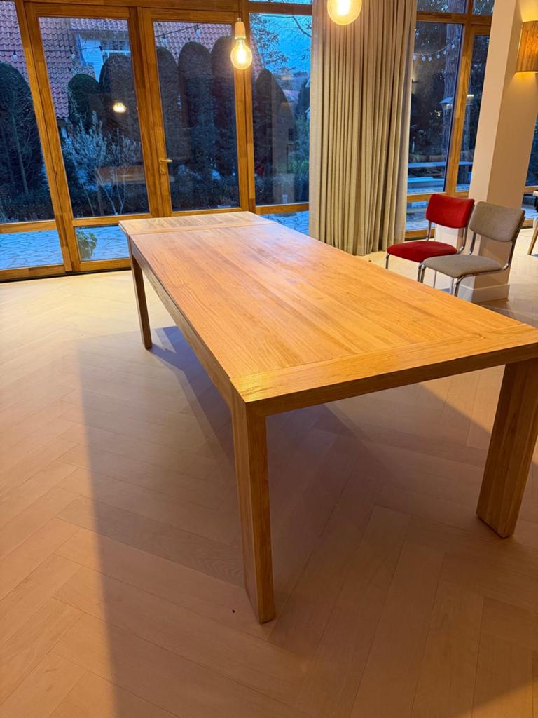 Teak houten eettafel 100 x 200 + verlenging, Huis en Inrichting, Tafels | Eettafels, Ophalen, Teakhout, 200 cm of meer, 50 tot 100 cm