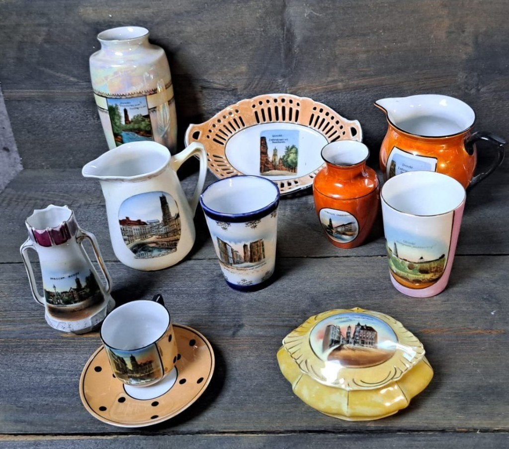 10 aardewerk/porselein items met daarop de Domtoren, Antiek en Kunst, Ophalen of Verzenden