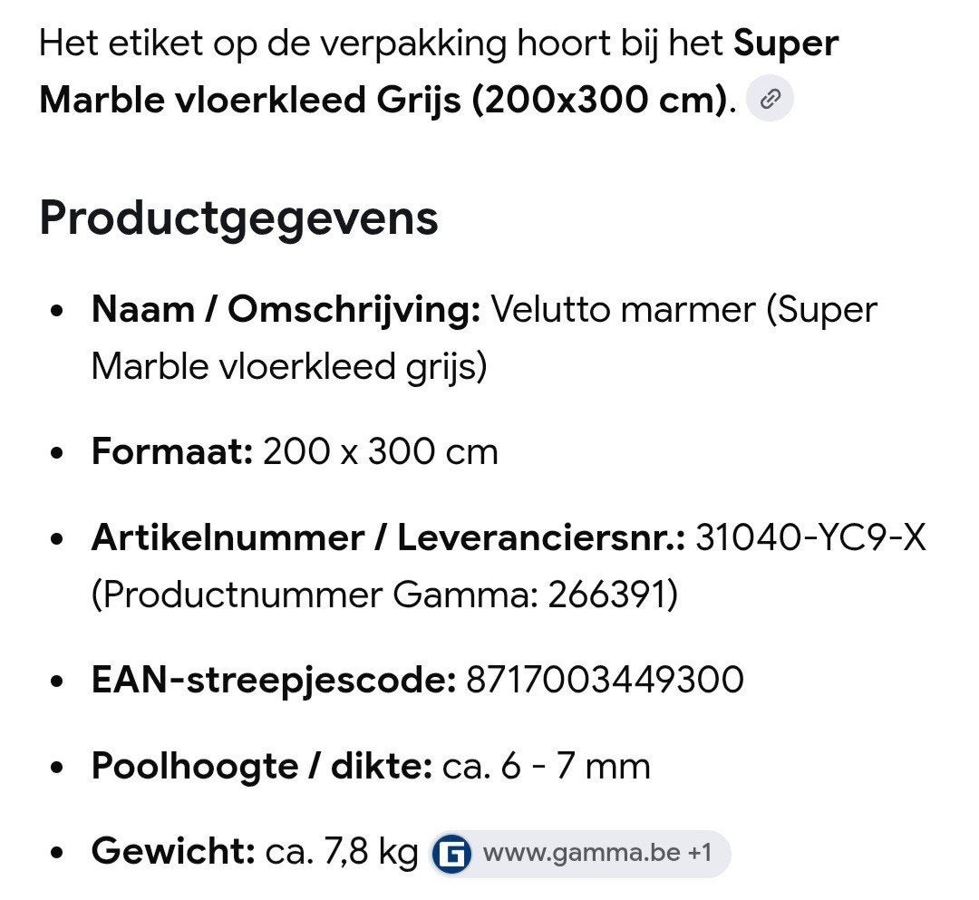 Velutto Marmer Vloerkleed Grijs 200x300 cm, Ophalen, Wit, 200 cm of meer, Modern marmerpatroon
