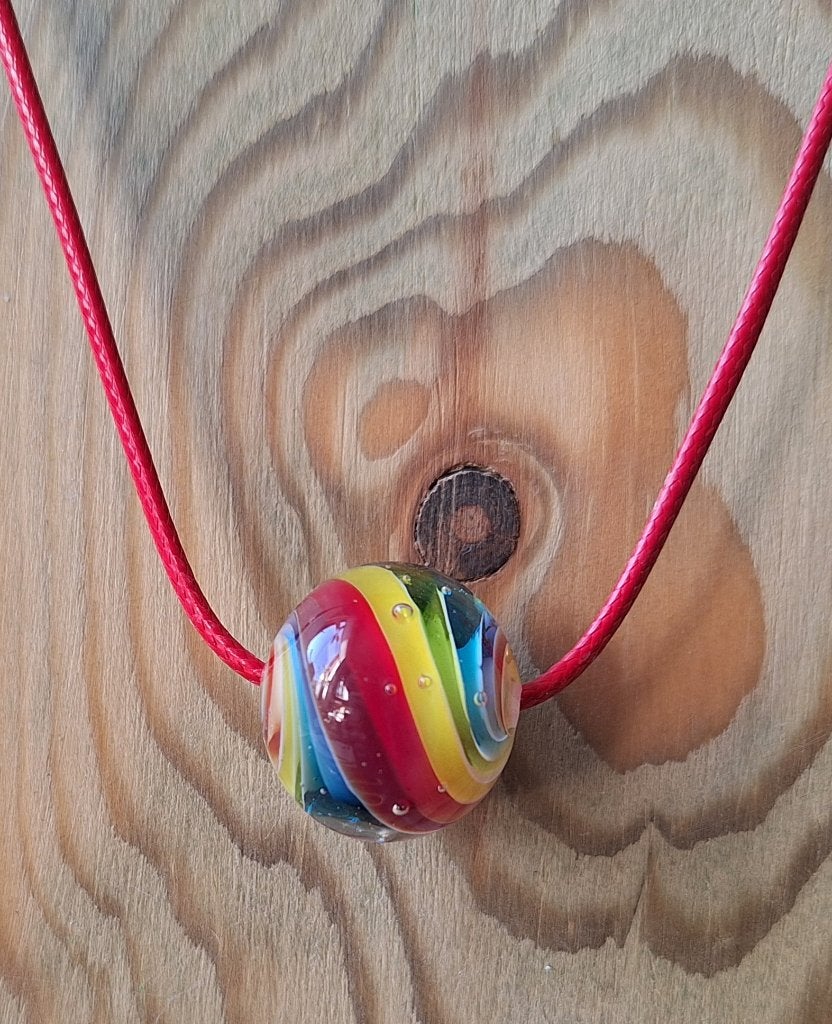 ketting met handgemaakte lampwork glas kraal " regenboog ", Overige kleuren, Verzenden, Nieuw, Overige materialen