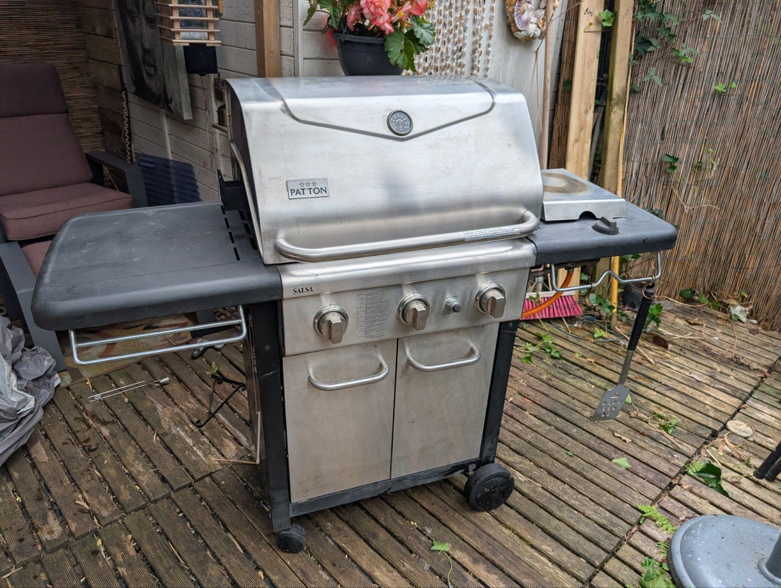 Patton gasbarbecue met zijbrander, Tuin en Terras, Gasbarbecues, Ophalen, Gebruikt, Patton