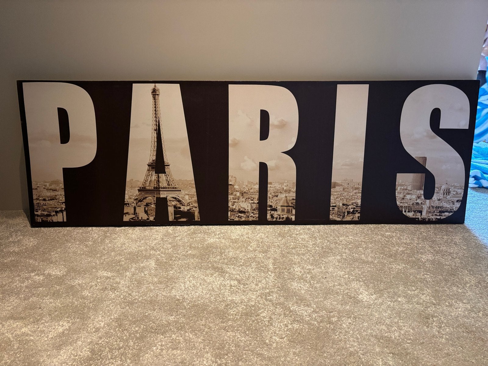 Groot canvas schilderij 'PARIS' met Eiffeltoren, Huis en Inrichting, 50 – 75, Gebruikt, 125 cm of meer, Ophalen of Verzenden