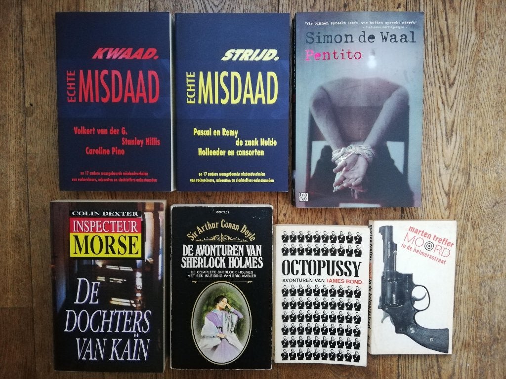 Waargebeurde misdaadverhalen; Sherlock Holmes; James Bond, Tv-bewerking, Ophalen of Verzenden, Zo goed als nieuw, Simon de Waal; Havank; Ian Fleming; Colin Dexter; Marten Treffer