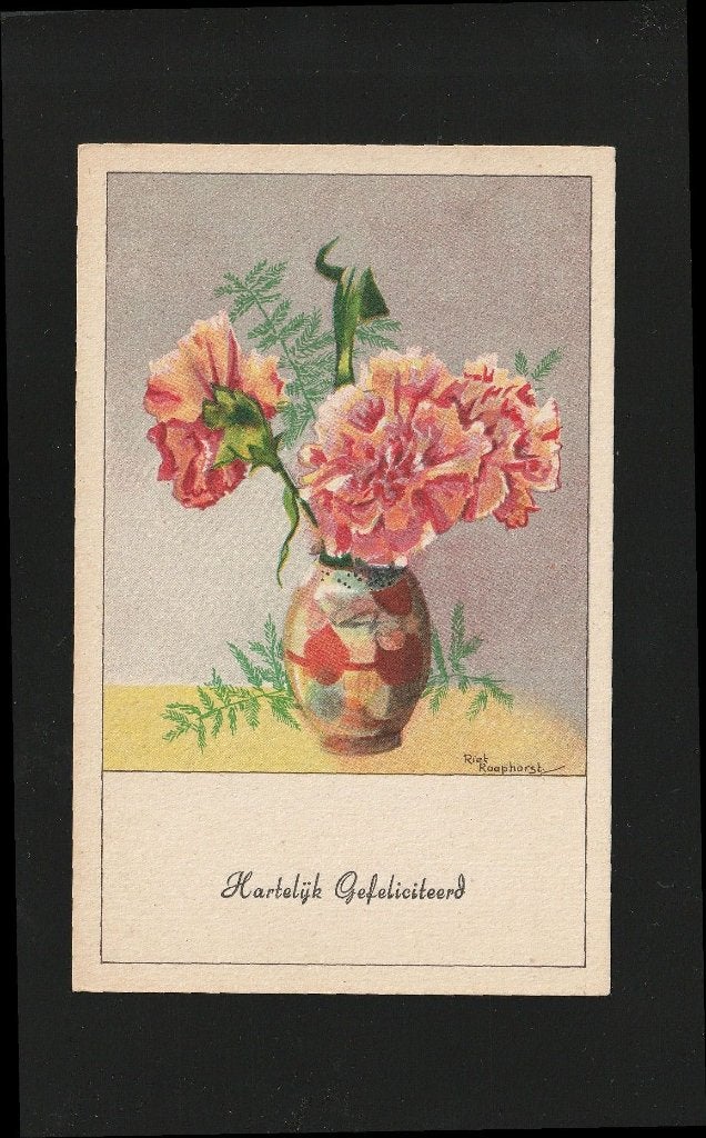 Ansichtkaart Bloemenvaas illu Riet Raaphorst A B07-3, Ophalen of Verzenden, 1920 tot 1940, Ongelopen, Sterren en Beroemdheden