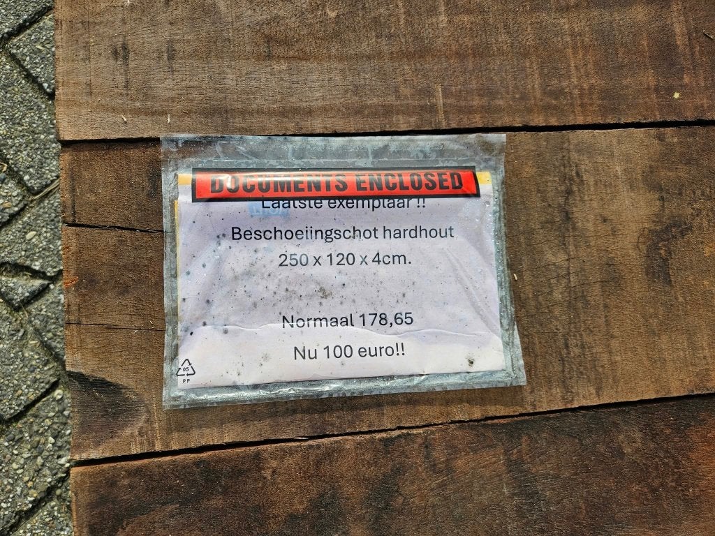 1 x hardhouten beschoeiingsschot 250x120x4 cm.  Goedkoop!!!, Doe-het-zelf en Verbouw, 25 tot 50 mm, Zo goed als nieuw, 250 tot 300 cm