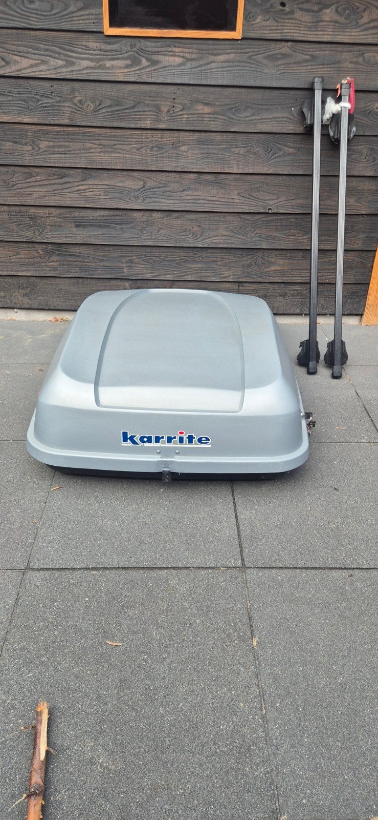 Karrite dakkoffer 300L met universele Thule dakdragers, Ophalen, Gebruikt