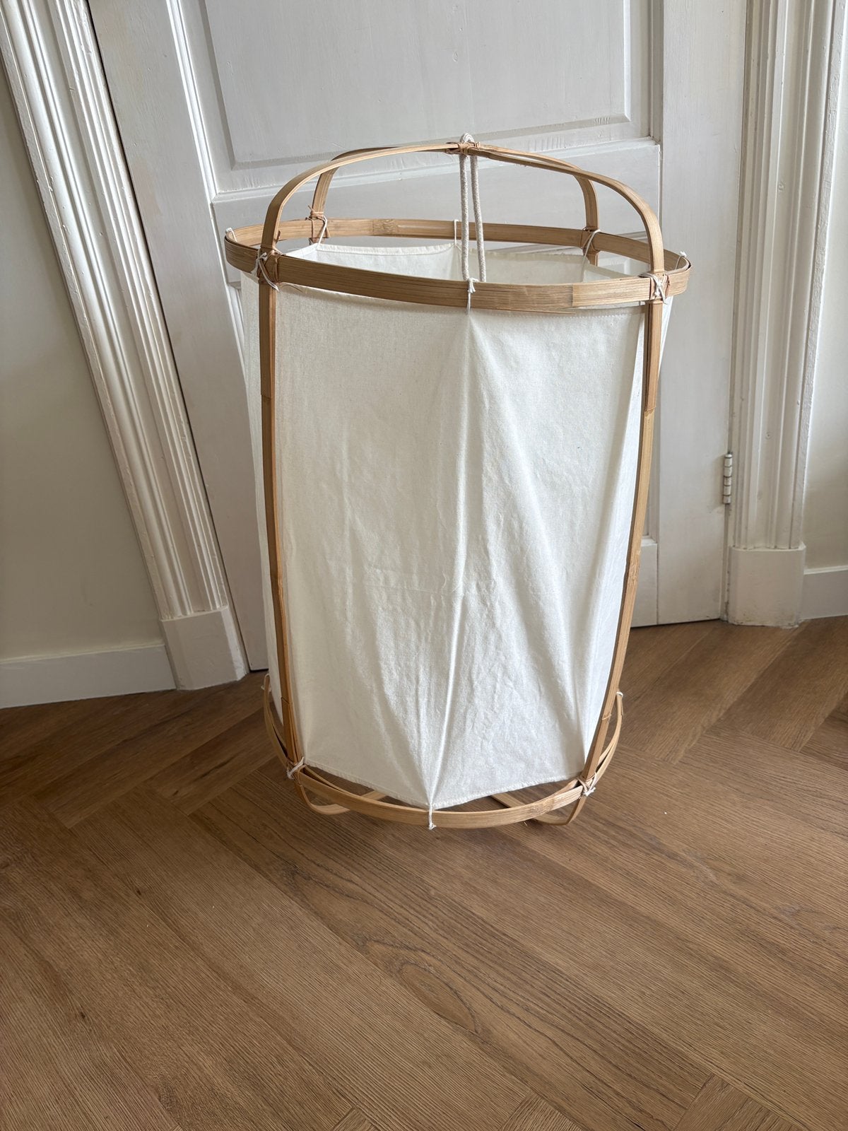 Hanglamp linnen, Ophalen, E27 (groot), Zo goed als nieuw, Ibiza Japandi Scandi Landelijk Beach Neutraal Beige