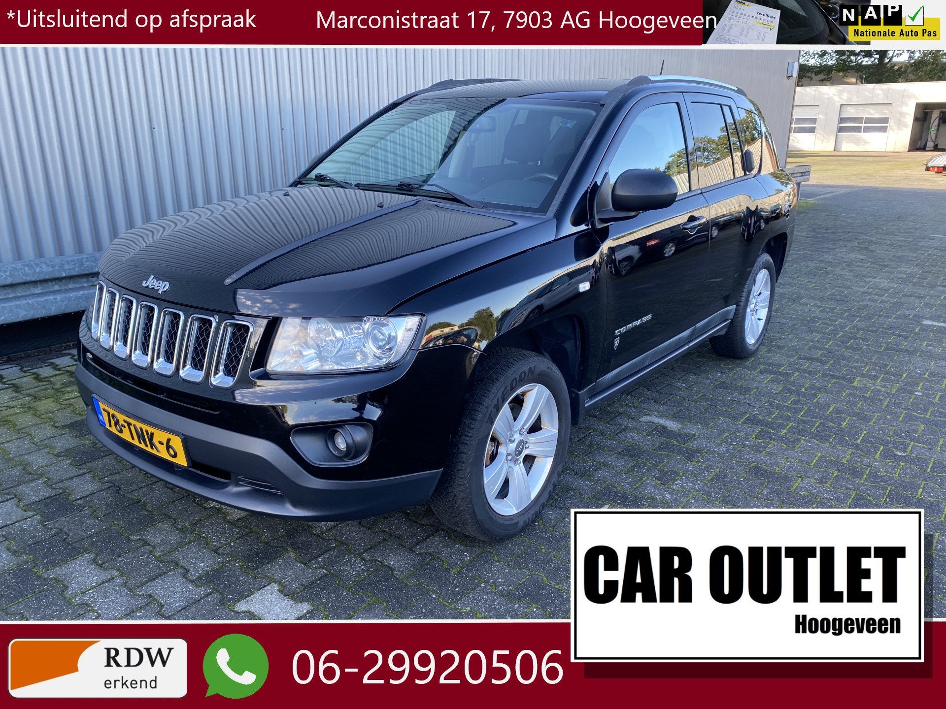 Jeep Compass 2.0 Sport Clima, Navi, CC, PDC, LM, Trekh, –, Auto's, Gebruikt, Zwart, Handgeschakeld, Grijs