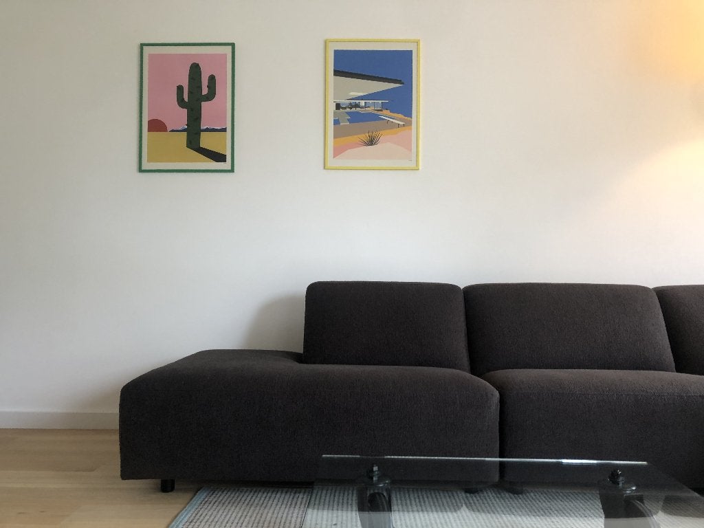 Schilderij Sierra Nevada en LA Stahl House  van Rosi Feist, Abstract, Giclée, Papier/karton, Ophalen of Verzenden