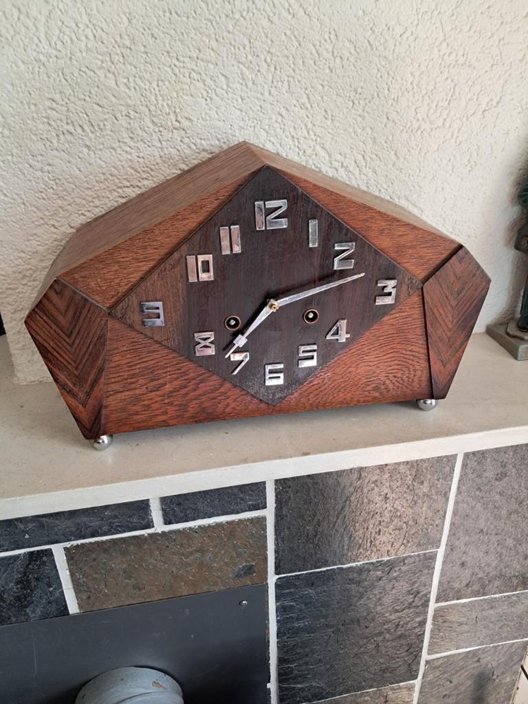 Zeldzame Amsterdamse School Pendule - Hout, Ophalen of Verzenden