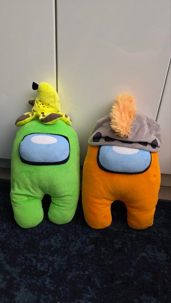 Among Us knuffels - Groen en Oranje met hoedjes, Groen, Overige merken, Overige karakters, Overige typen