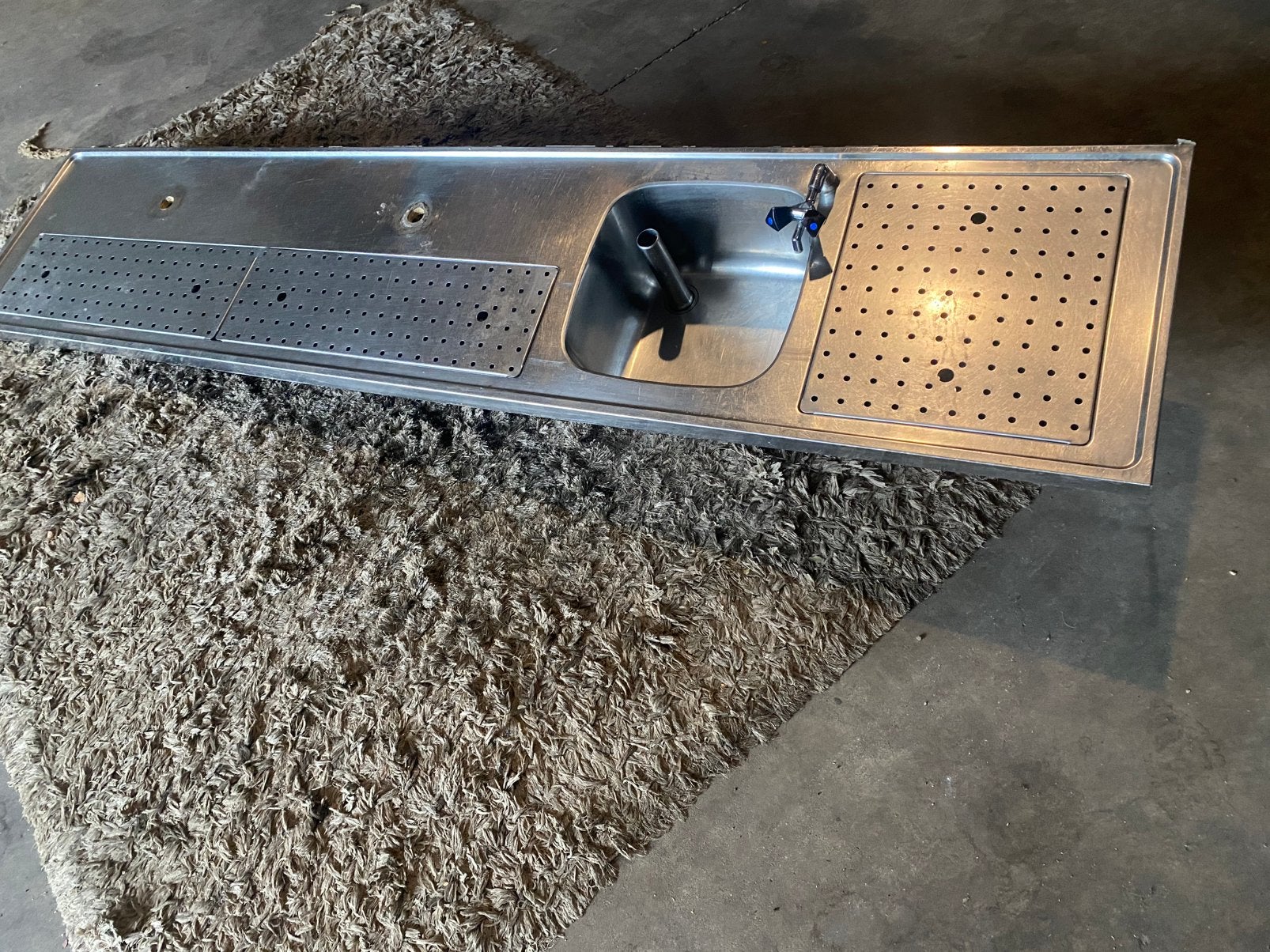 Rvs Tapblad bierblad lekblad 250 x 55 cm met spoelbak, Ophalen, Gebruikt, Overige merken