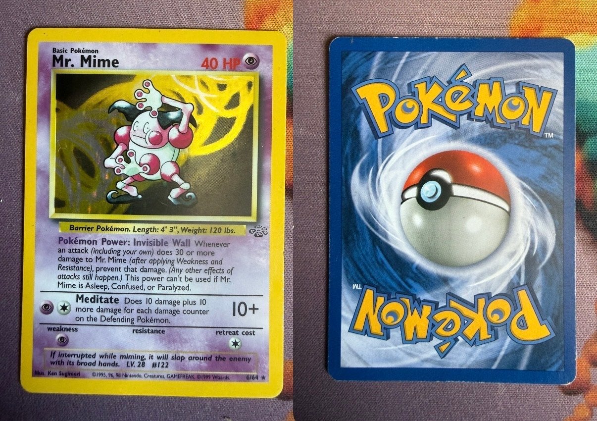 Pokémon Kaart Mr. Mime 40 HP - Vintage Collectible, Ophalen of Verzenden, Gebruikt, Losse kaart