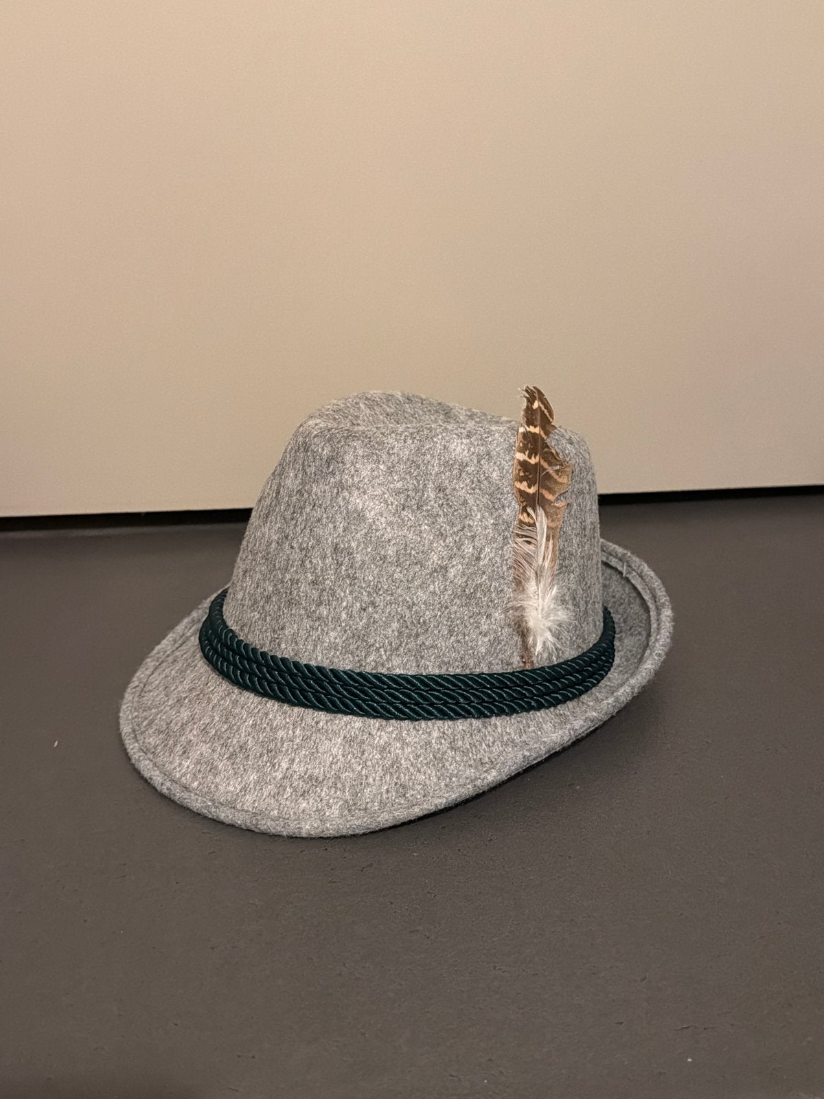Nieuwe Oktoberfest Hoed met Veer - Grijs, Ophalen of Verzenden, Nieuw, One size fits all, Hoed