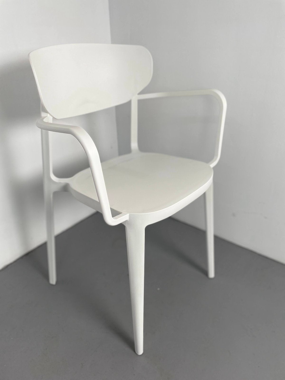 14x Nieuwe design stapelstoelen met armleuningen - wit, Ophalen, Kunststof, Wit, Nieuw