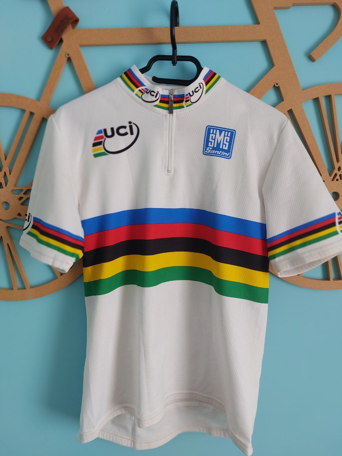 WIELERSHIRT WERELDKAMPIOEN WIELRENNEN SMS SANTINI, Ophalen of Verzenden