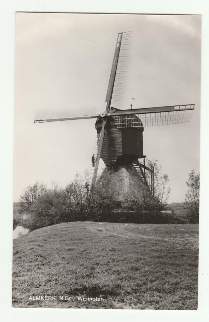 Almkerk (nabij Nieuwendijk en Giessen) - Wipmolen, Verzenden, 1960 tot 1980, Ongelopen, Noord-Brabant