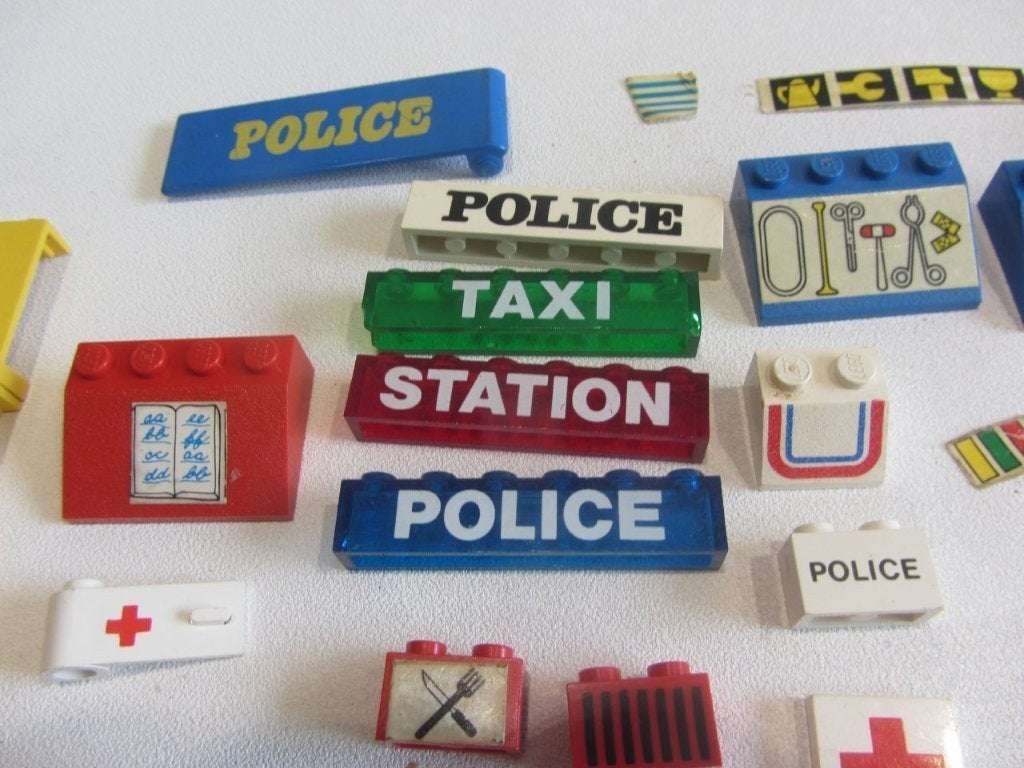 lego vintage steentjes met opdruk en stickers, Ophalen of Verzenden, Gebruikt, Lego