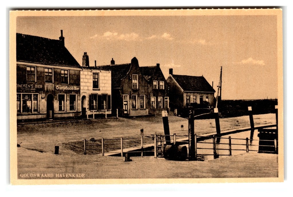 Goudswaard, Havenkade, Verzamelen, Ansichtkaarten | Nederland, Verzenden, 1940 tot 1960, Ongelopen, Zuid-Holland