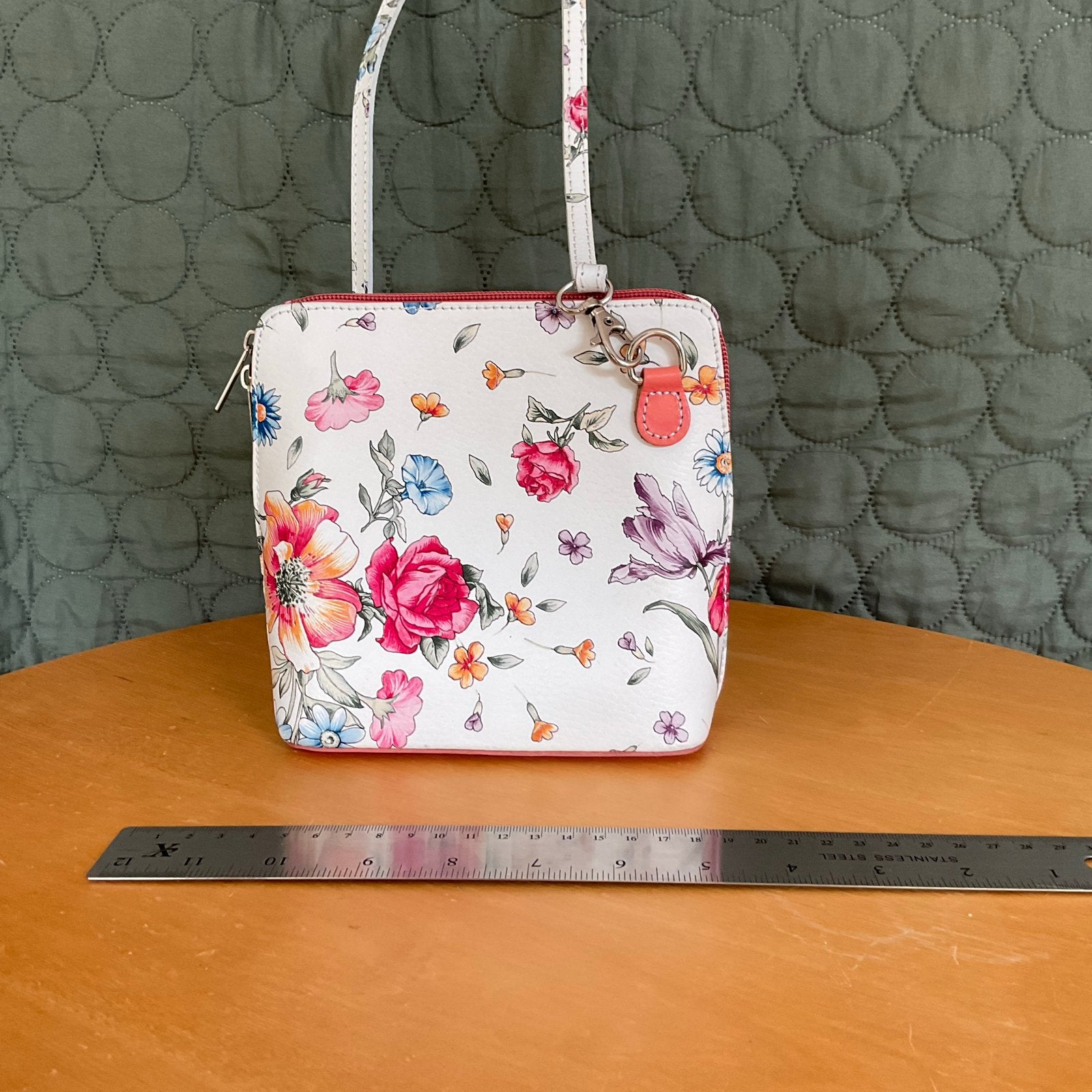 Klein Leren Schoudertasje met Fleurige bloemenprint, Ophalen of Verzenden, Nieuw, Schoudertasje