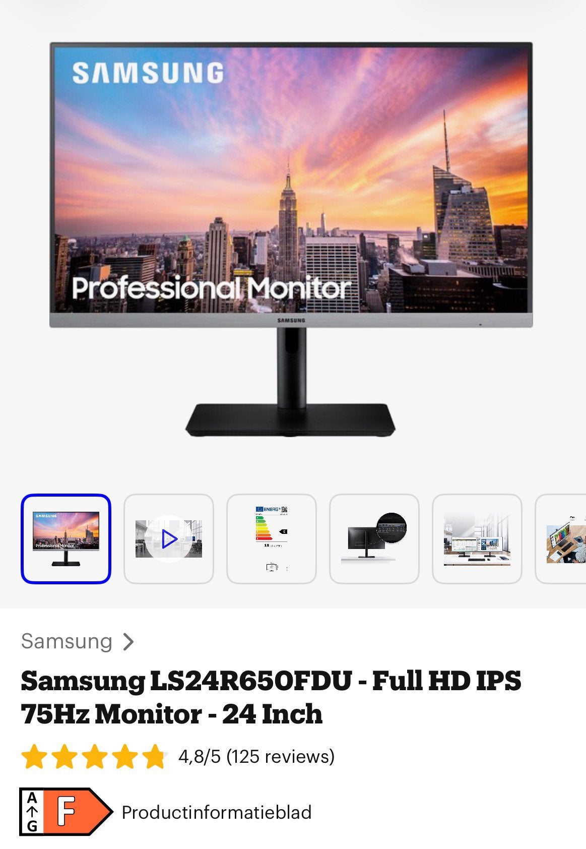 Samsung beeldscherm, Draaibaar, HDMI, Full HD, Zo goed als nieuw