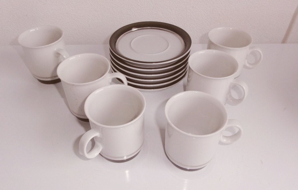 Koffiekopjes en schotels, Royal Mosa Fantasy, 6 stuks, Huis en Inrichting, Gebruikt, Ophalen of Verzenden, Overige stijlen, Kop(pen) en/of Schotel(s)