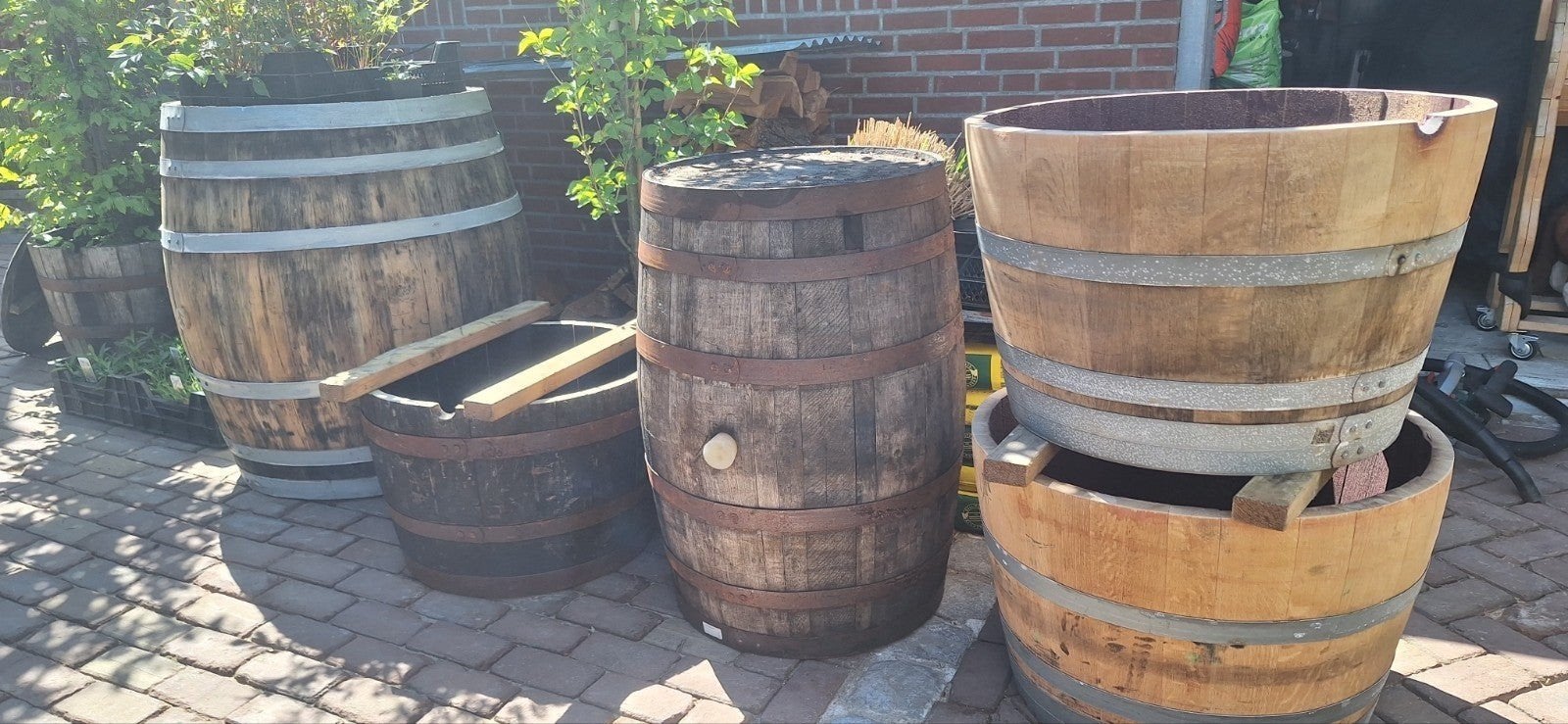 wijnvaten whiskyvaten bloembak, Ophalen of Verzenden, Rond, Hout